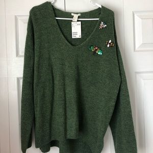 NWT. Green Sweater with embellishments
